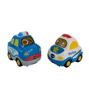 Vtech Go Go Smart Wheels Police Car Lot of 2 Blue White Lights Sounds Tested
